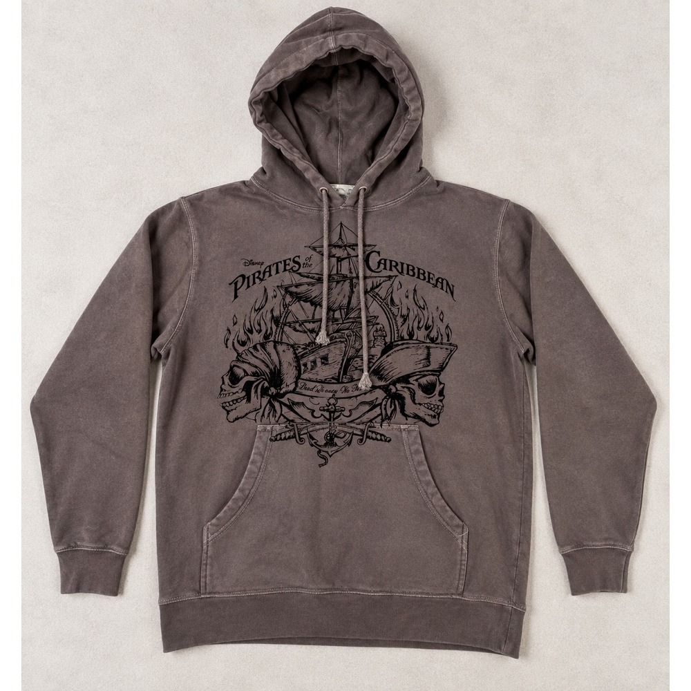 Disney World Pirates of the Caribbean Faded Brown Graphic Hoodie Pullover